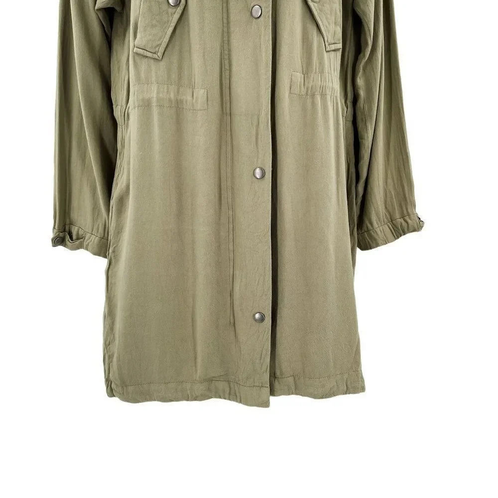 Forever 21 Long Sleeve Lightweight Zip Button Up Hooded Shacket Jacket - Picture 7 of 9